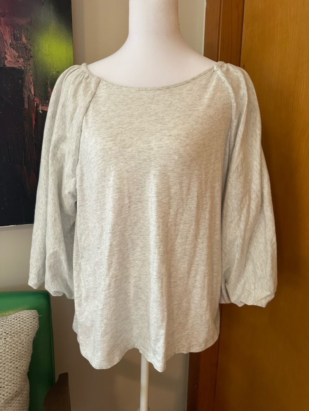 Banana Republic Light Heather Gray Balloon Sleeve Tunic